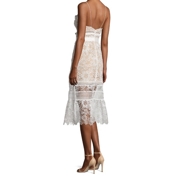 SELF-PORTRAIT White Floral Blush Lace Midi - Picture 3 of 7